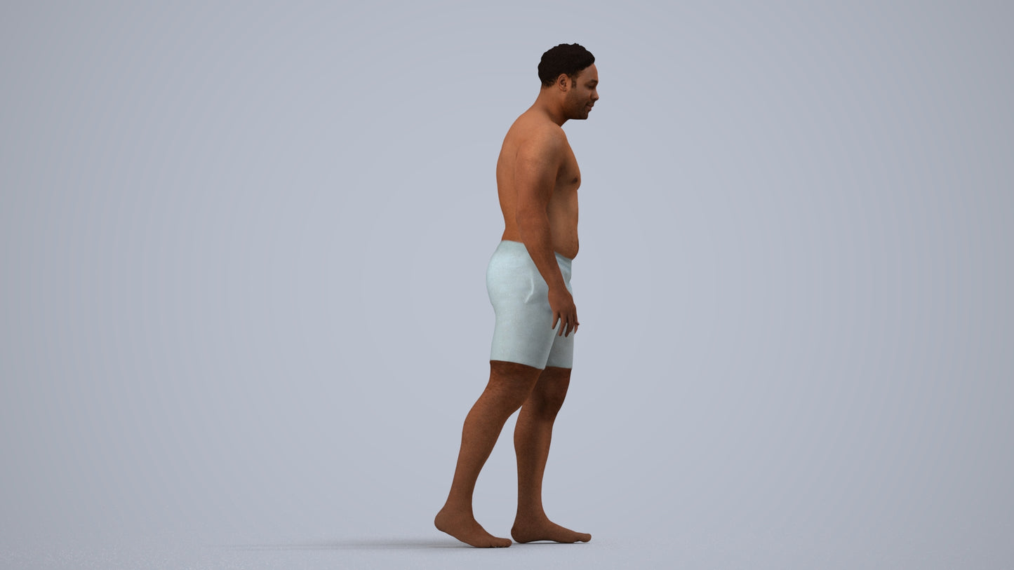 3D scanned man pool, photorealistic archviz people for Enscape and SketchUp, side view render