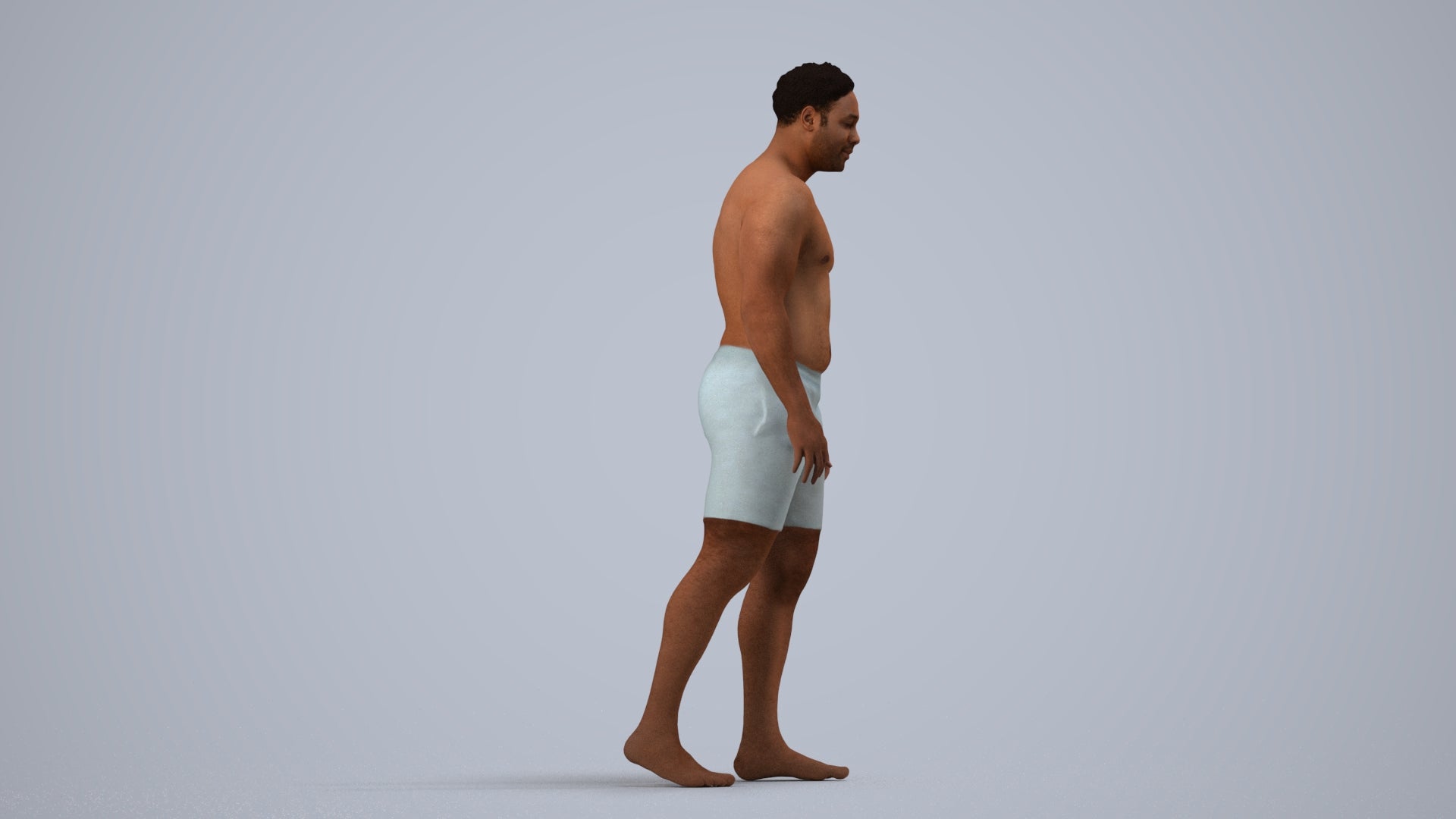 3D scanned man pool, photorealistic archviz people for Enscape and SketchUp, side view render