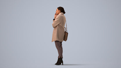 photogrammetry 3D woman business standing, realistic human model archviz FBX, three-quarter view render
