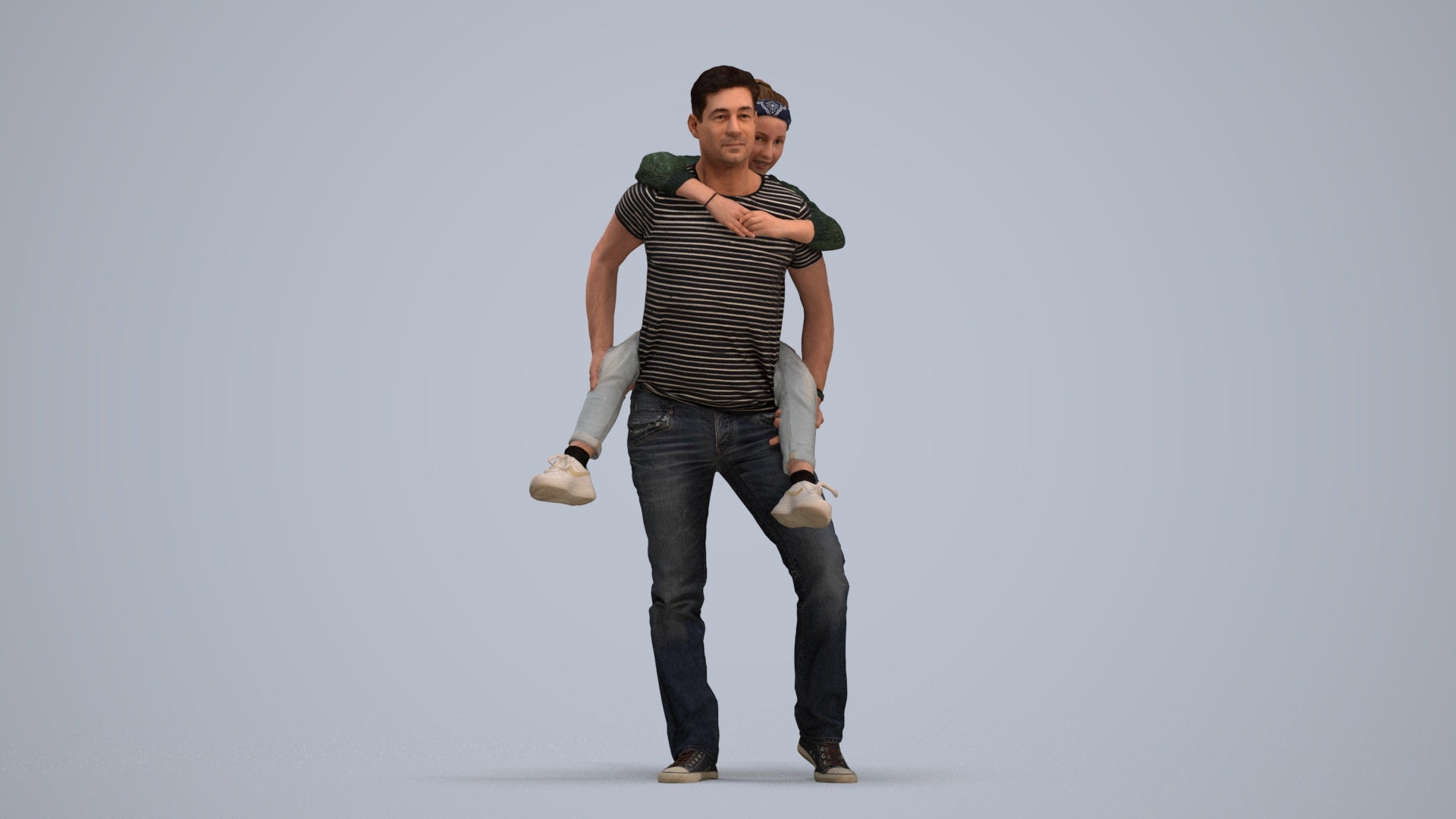 3D scanned girl kids casual, photorealistic archviz people for Enscape and SketchUp, standing pose render
