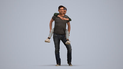 3D scanned girl kids casual, photorealistic archviz people for Enscape and SketchUp, standing pose render