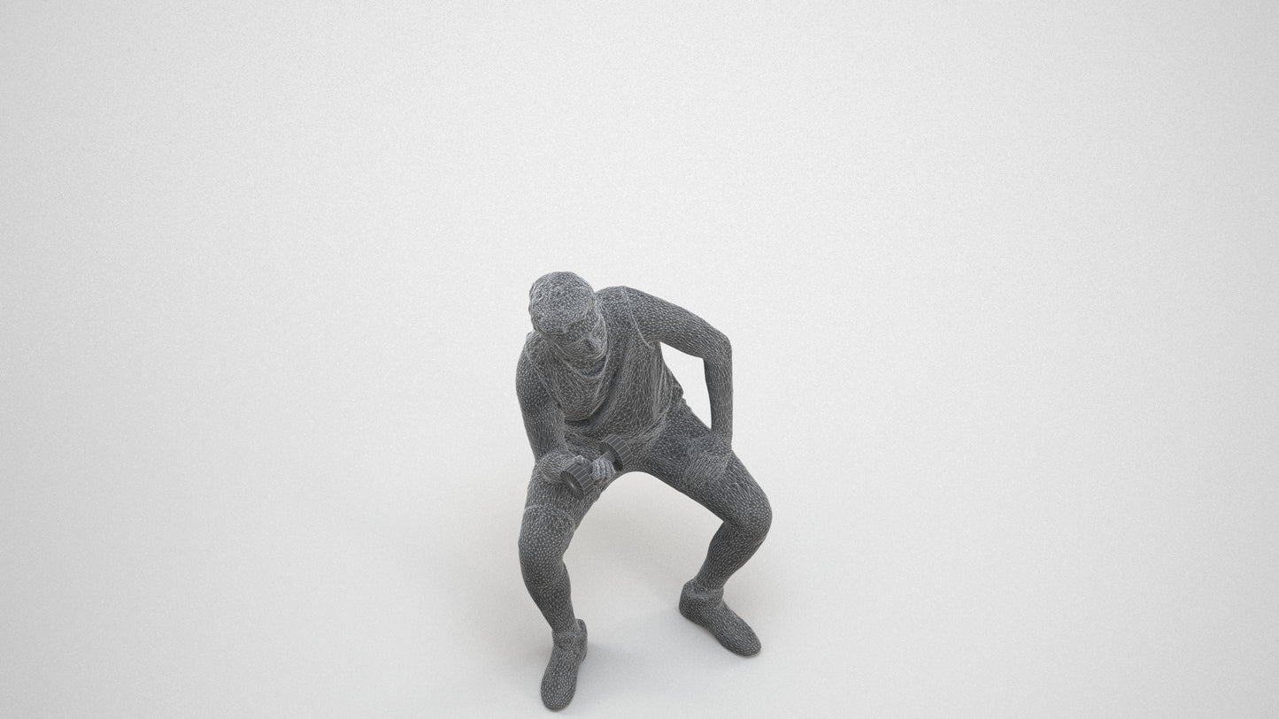 3D people model man sport, scanned human for 3ds Max rendering, wireframe three-quarter view