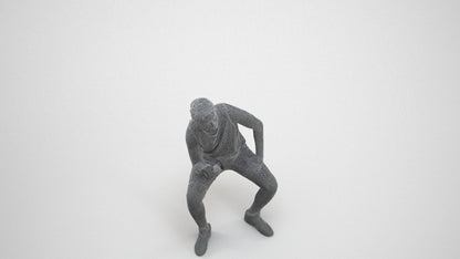 3D people model man sport, scanned human for 3ds Max rendering, wireframe three-quarter view