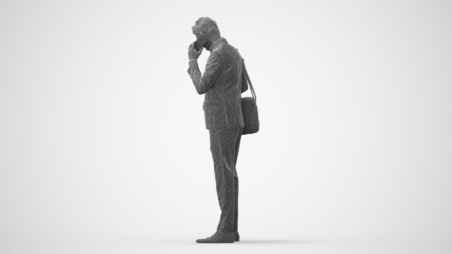 3D human model man business, photogrammetry scanned person for archviz, square thumbnail