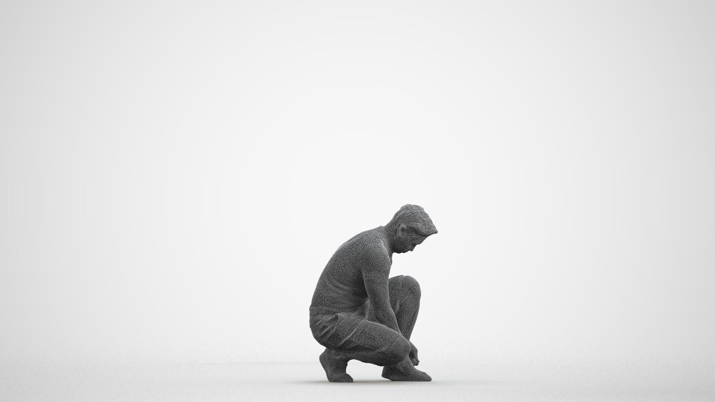 scanned 3D man sport standing, photogrammetry people for Enscape and V-Ray, wireframe front view