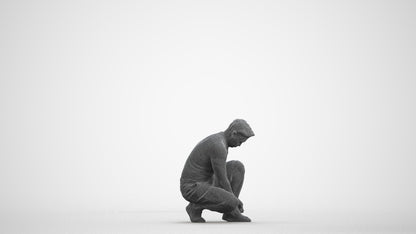 scanned 3D man sport standing, photogrammetry people for Enscape and V-Ray, wireframe front view