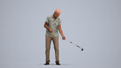 realistic 3D people senior man casual standing, render-ready for V-Ray and Corona, FBX OBJ, standing pose render