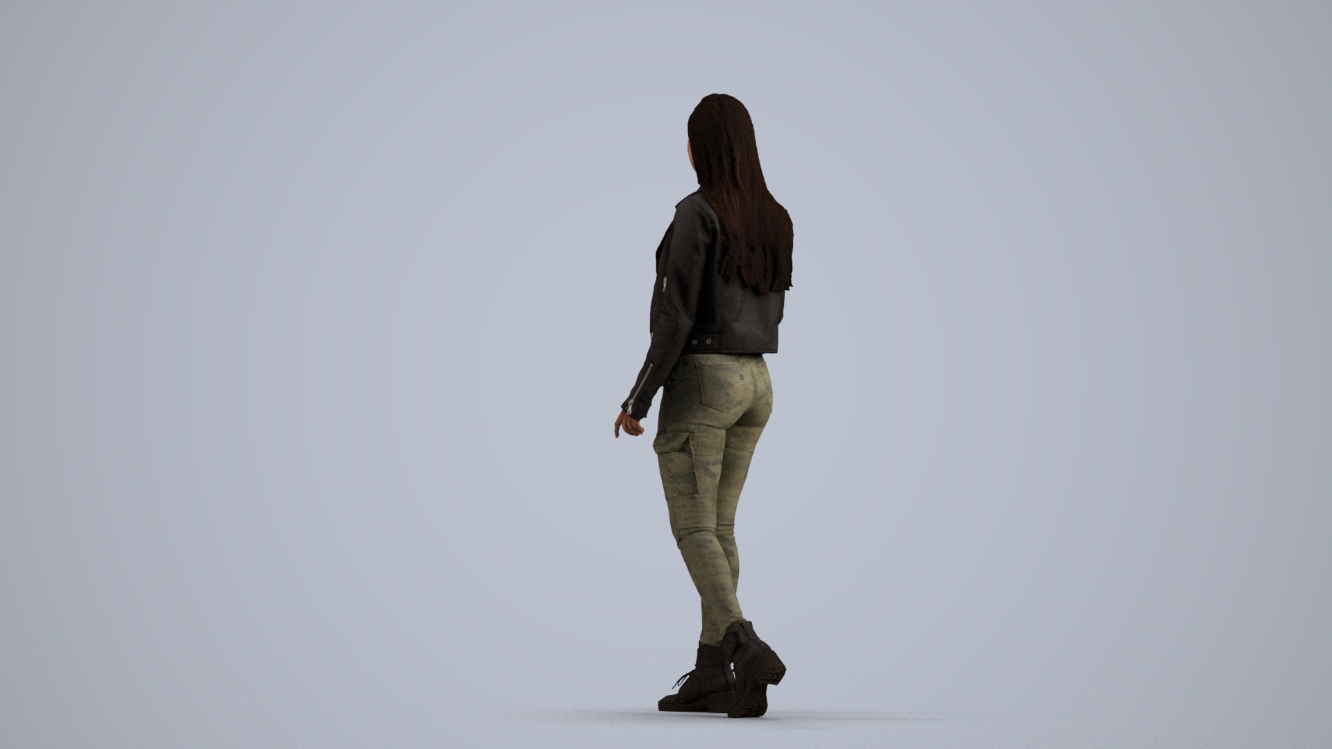 realistic 3D people woman casual walking, render-ready for V-Ray and Corona, FBX OBJ, front view render