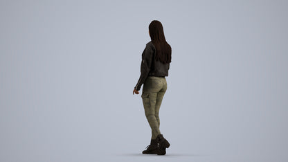 realistic 3D people woman casual walking, render-ready for V-Ray and Corona, FBX OBJ, front view render