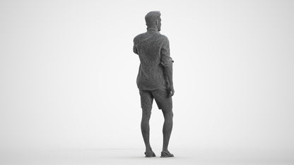 scanned 3D man casual standing, photogrammetry people for Enscape and V-Ray, wireframe front view
