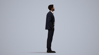 scanned 3D man business, photogrammetry people for Enscape and V-Ray, side view render