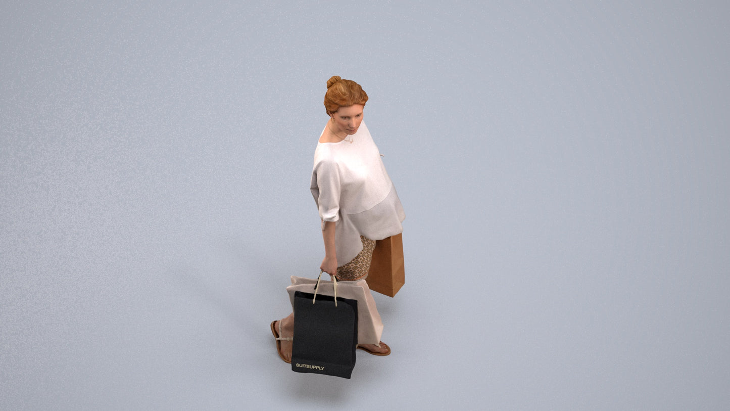 3D people model man formal shopping, scanned human for 3ds Max rendering, back view render