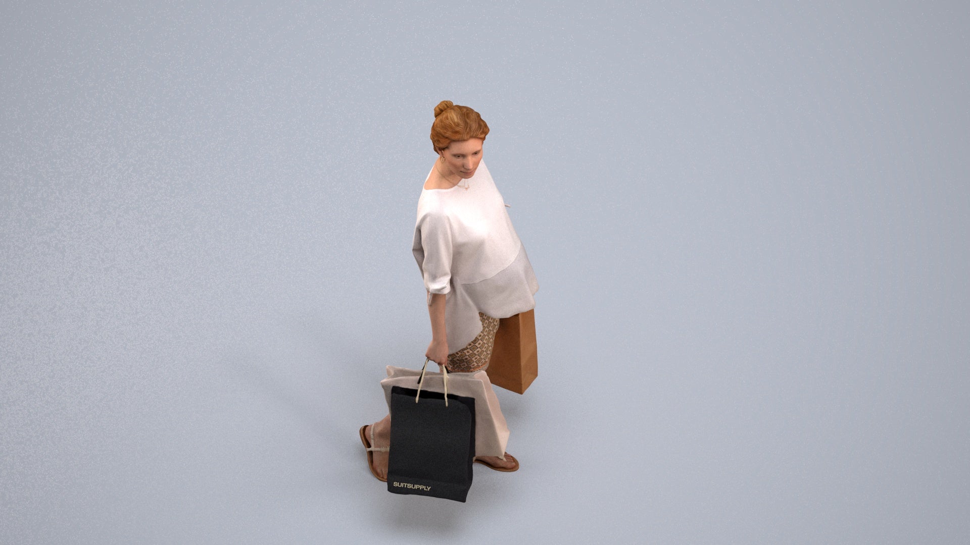 3D people model man formal shopping, scanned human for 3ds Max rendering, back view render