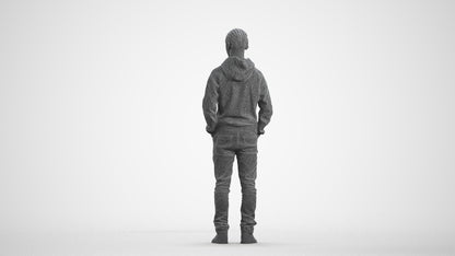 realistic 3D boy casual kids, scanned archviz people for Blender and 3ds Max, wireframe front view