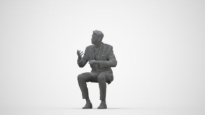3D people model man business, scanned human for 3ds Max rendering, wireframe back view