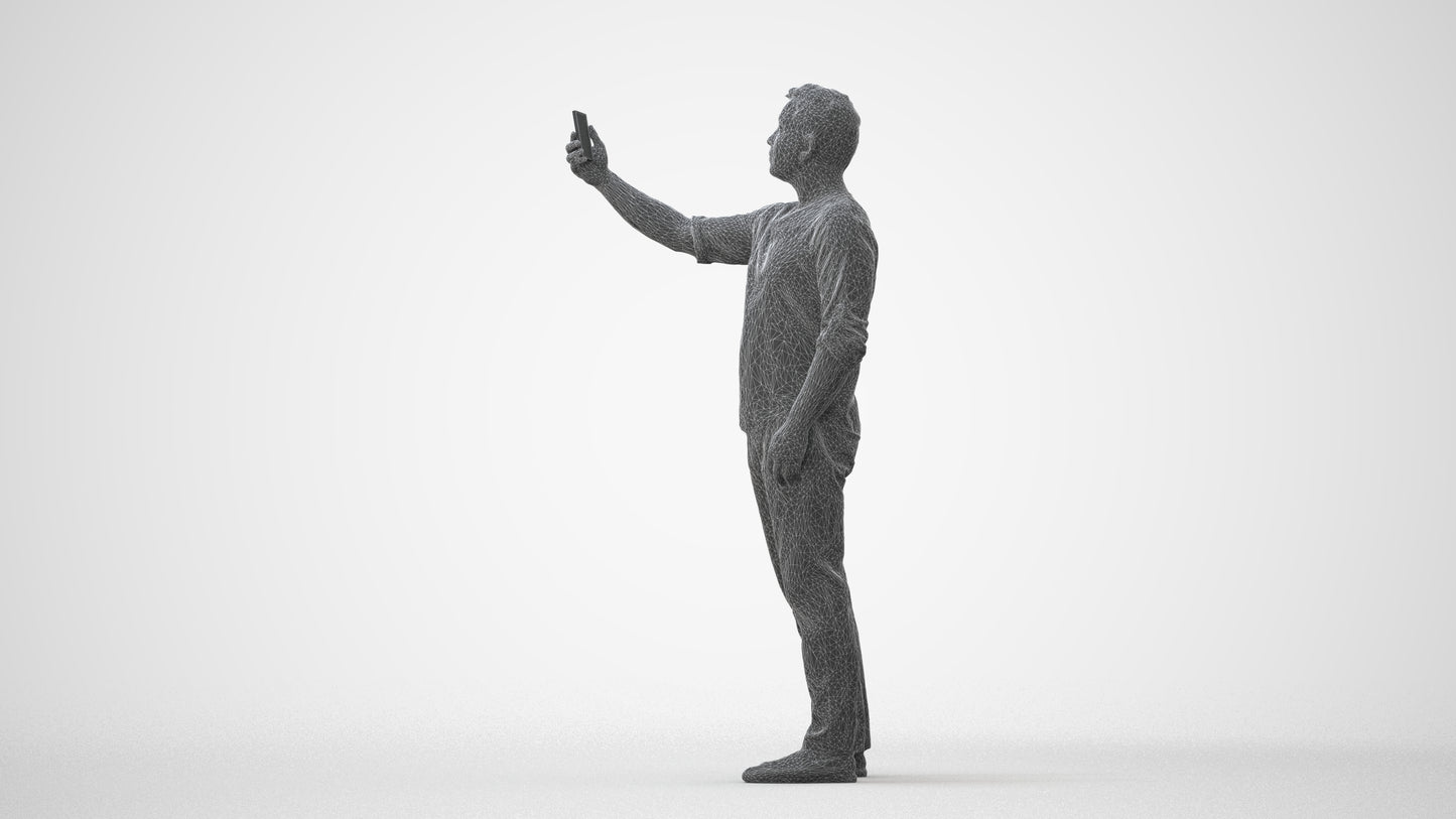 scanned 3D man casual standing, photogrammetry people for Enscape and V-Ray, square thumbnail