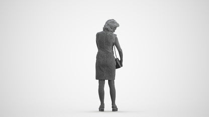 photogrammetry 3D woman business standing, realistic human model archviz FBX, wireframe front view