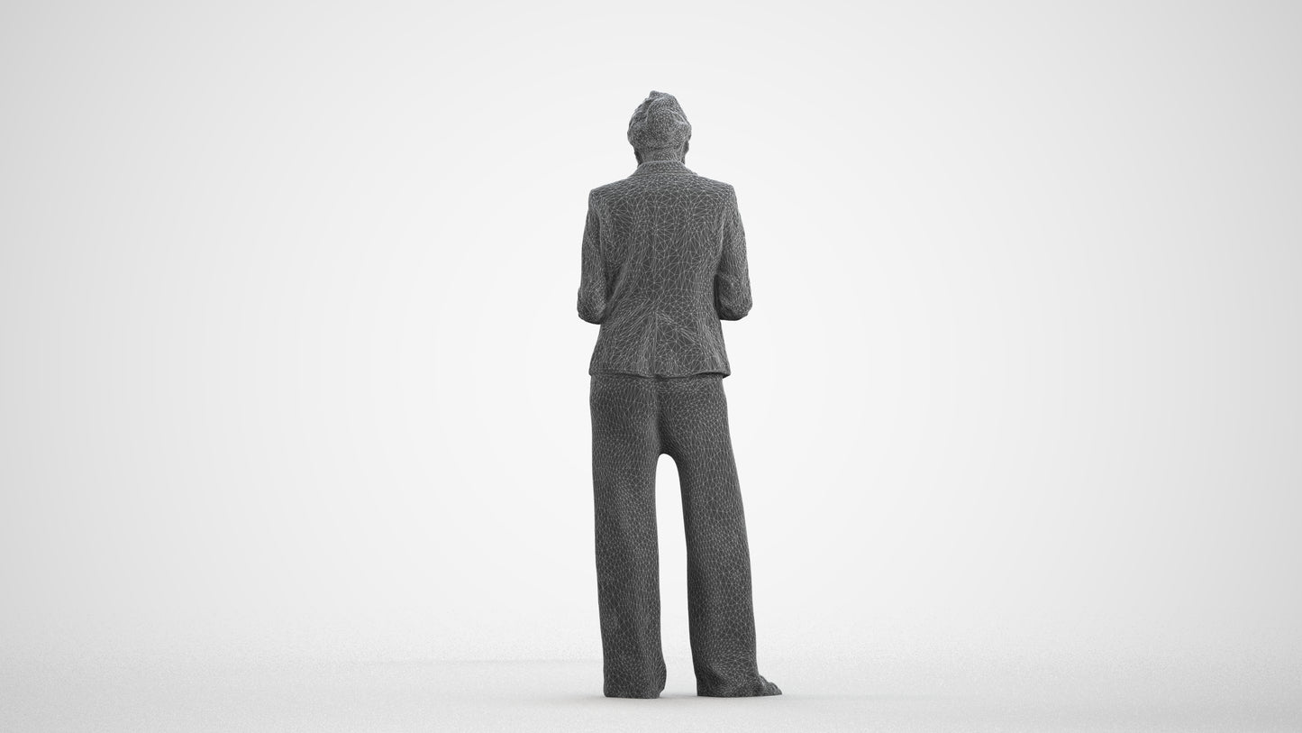 realistic 3D woman business, scanned archviz people for Blender and 3ds Max, wireframe front view