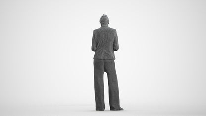 realistic 3D woman business, scanned archviz people for Blender and 3ds Max, wireframe front view