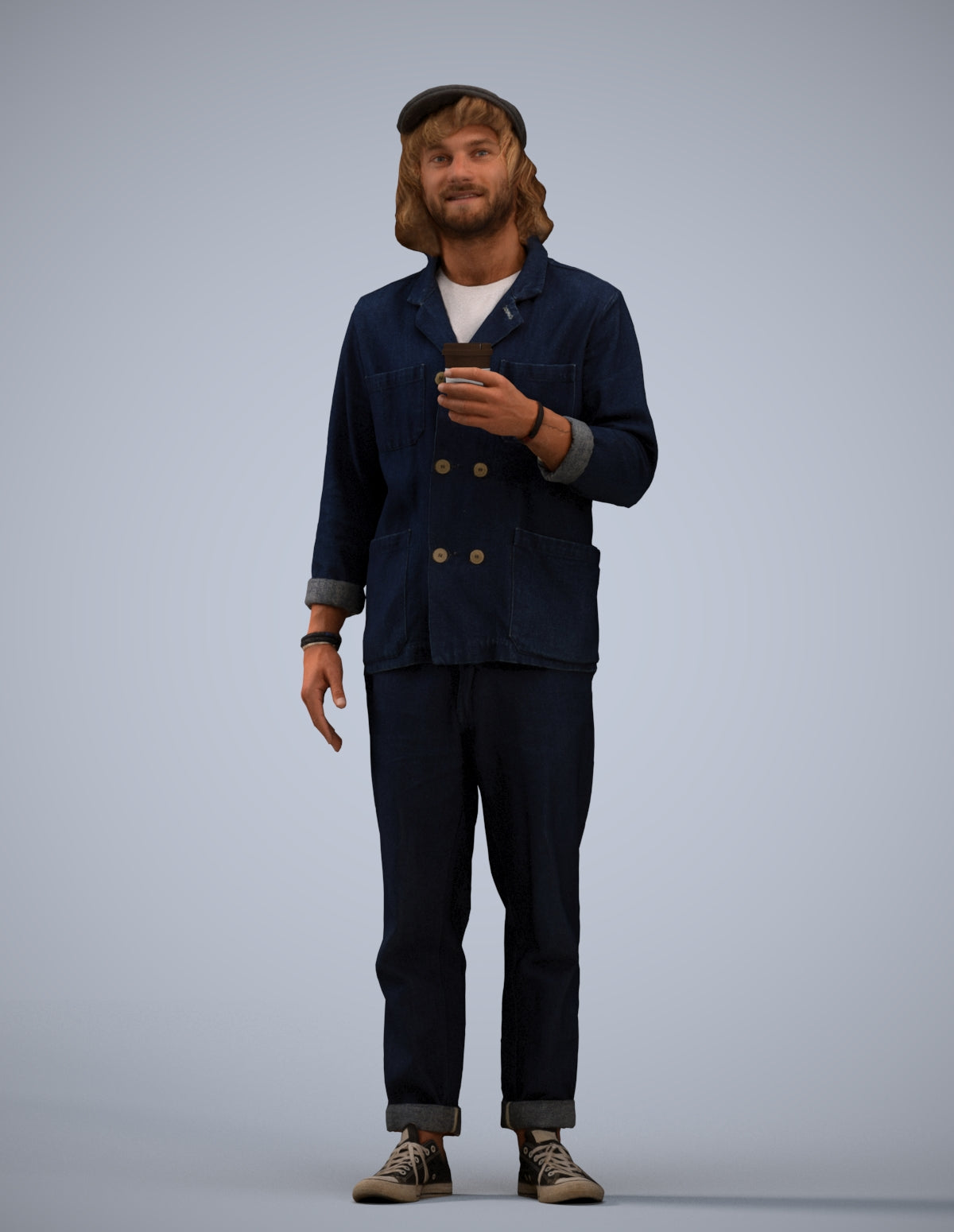 realistic 3D people man casual standing, render-ready for V-Ray and Corona, FBX OBJ