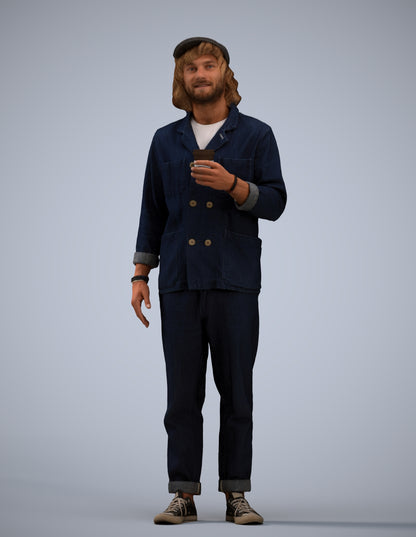 realistic 3D people man casual standing, render-ready for V-Ray and Corona, FBX OBJ