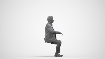 3D human model man business, photogrammetry scanned person for archviz, wireframe side view