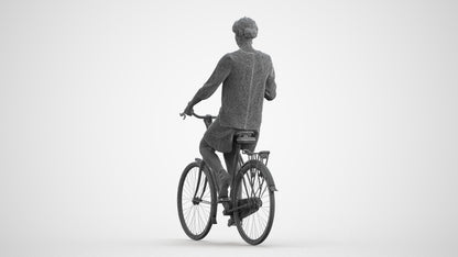 photogrammetry 3D woman casual cycling, realistic human model archviz FBX, wireframe front view