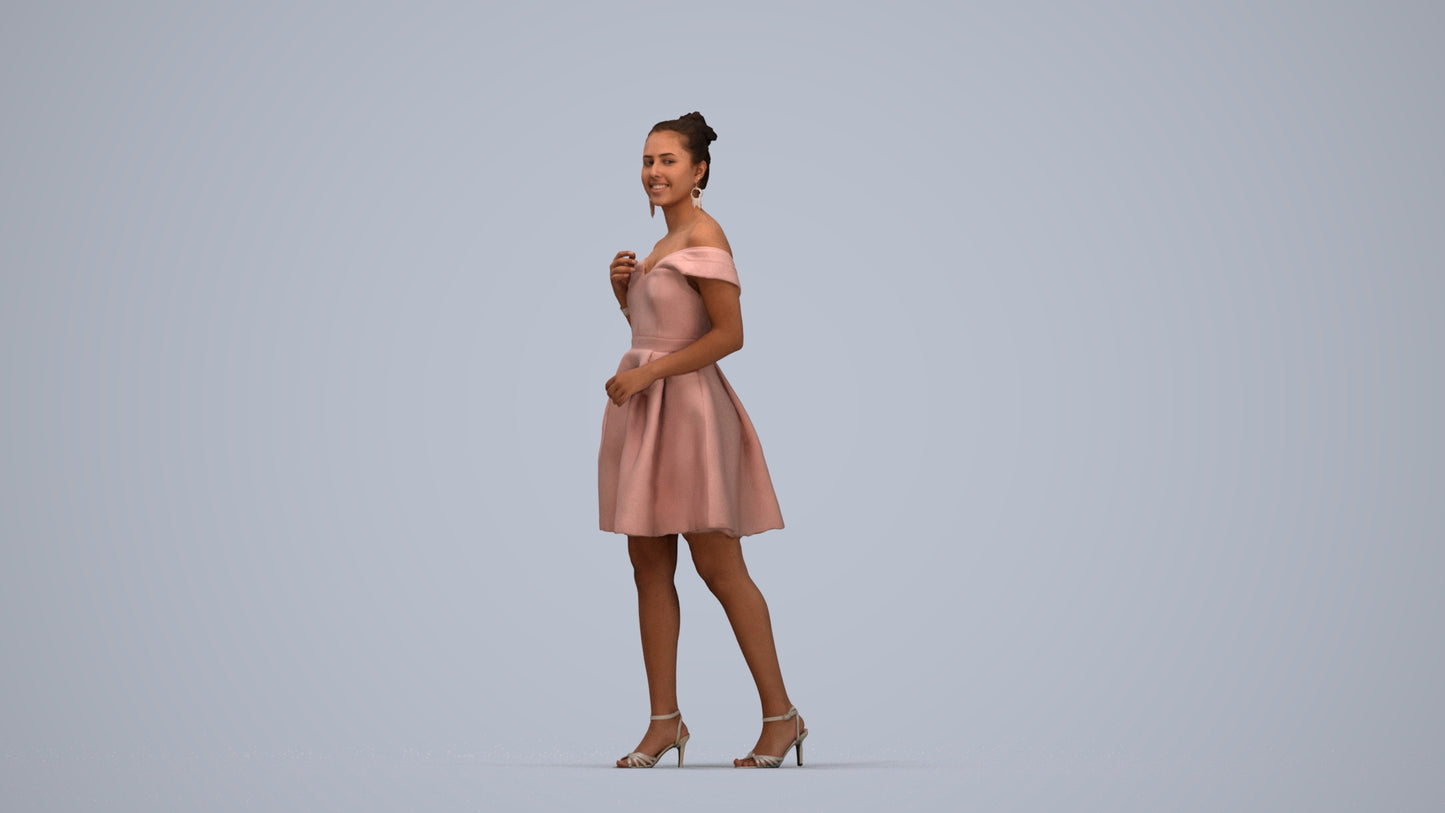 3D scanned woman formalaffairs formal, photorealistic archviz people for Enscape and SketchUp, top-down view render