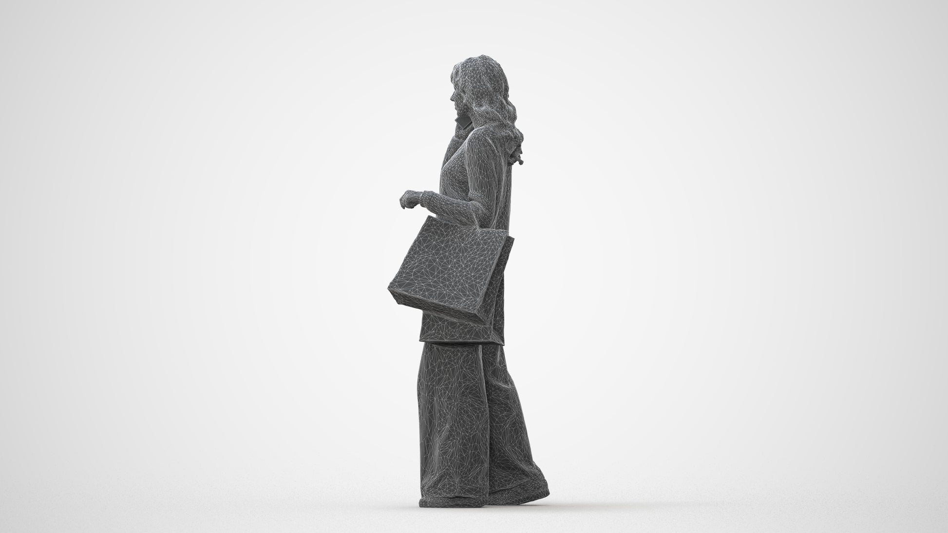 realistic 3D people woman casual walking, render-ready for V-Ray and Corona, FBX OBJ, square thumbnail