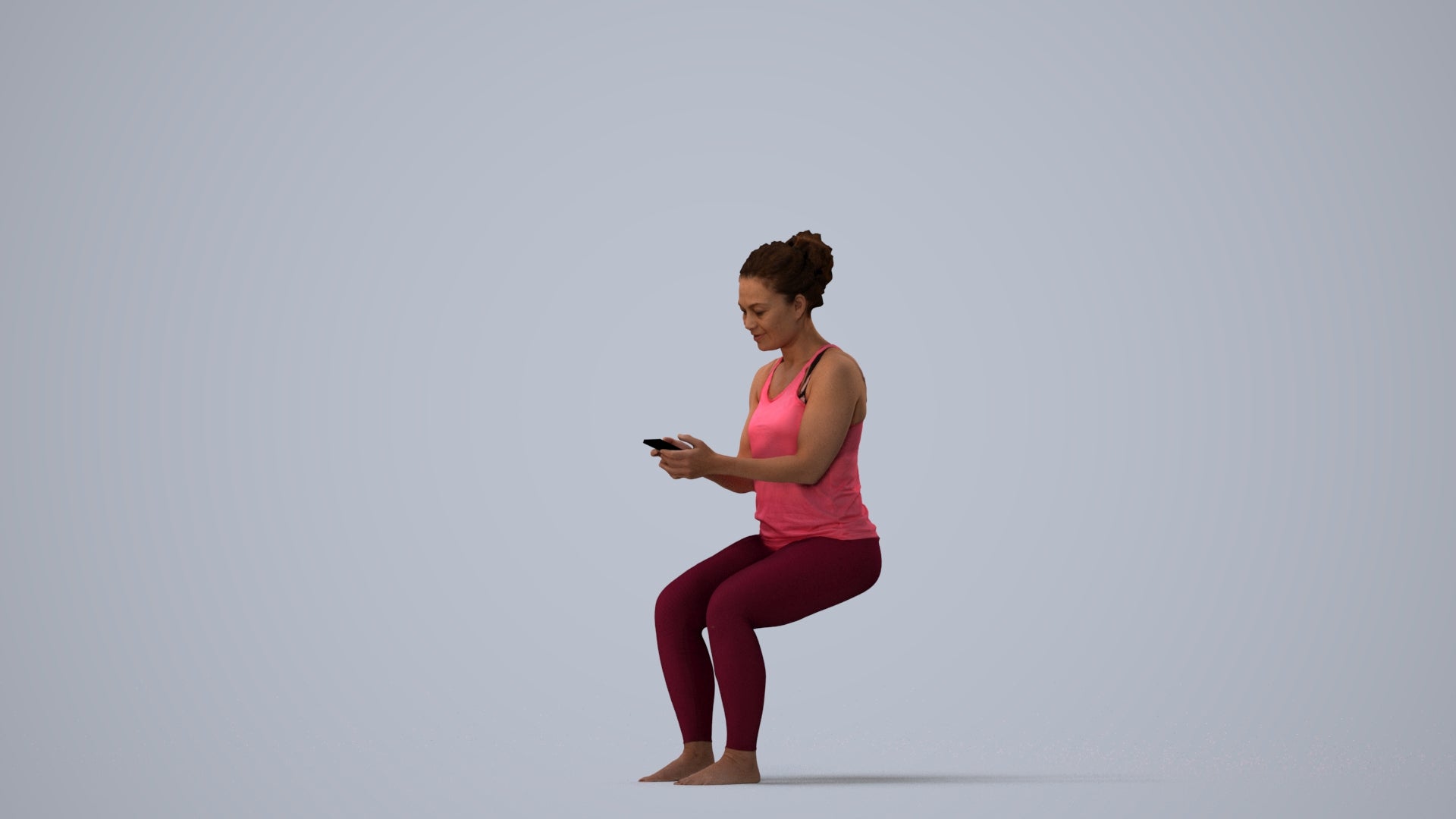 photogrammetry 3D woman sport, realistic human model archviz FBX, three-quarter view render