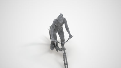 realistic 3D human woman casual cycling, archviz people FBX OBJ for Blender, wireframe three-quarter view