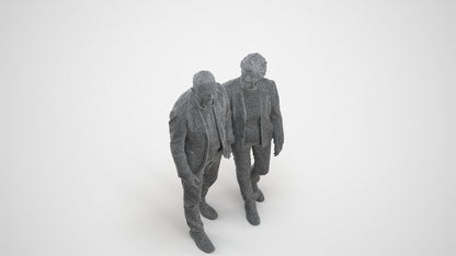 3D people model senior woman casual couple, scanned human for 3ds Max rendering, wireframe three-quarter view