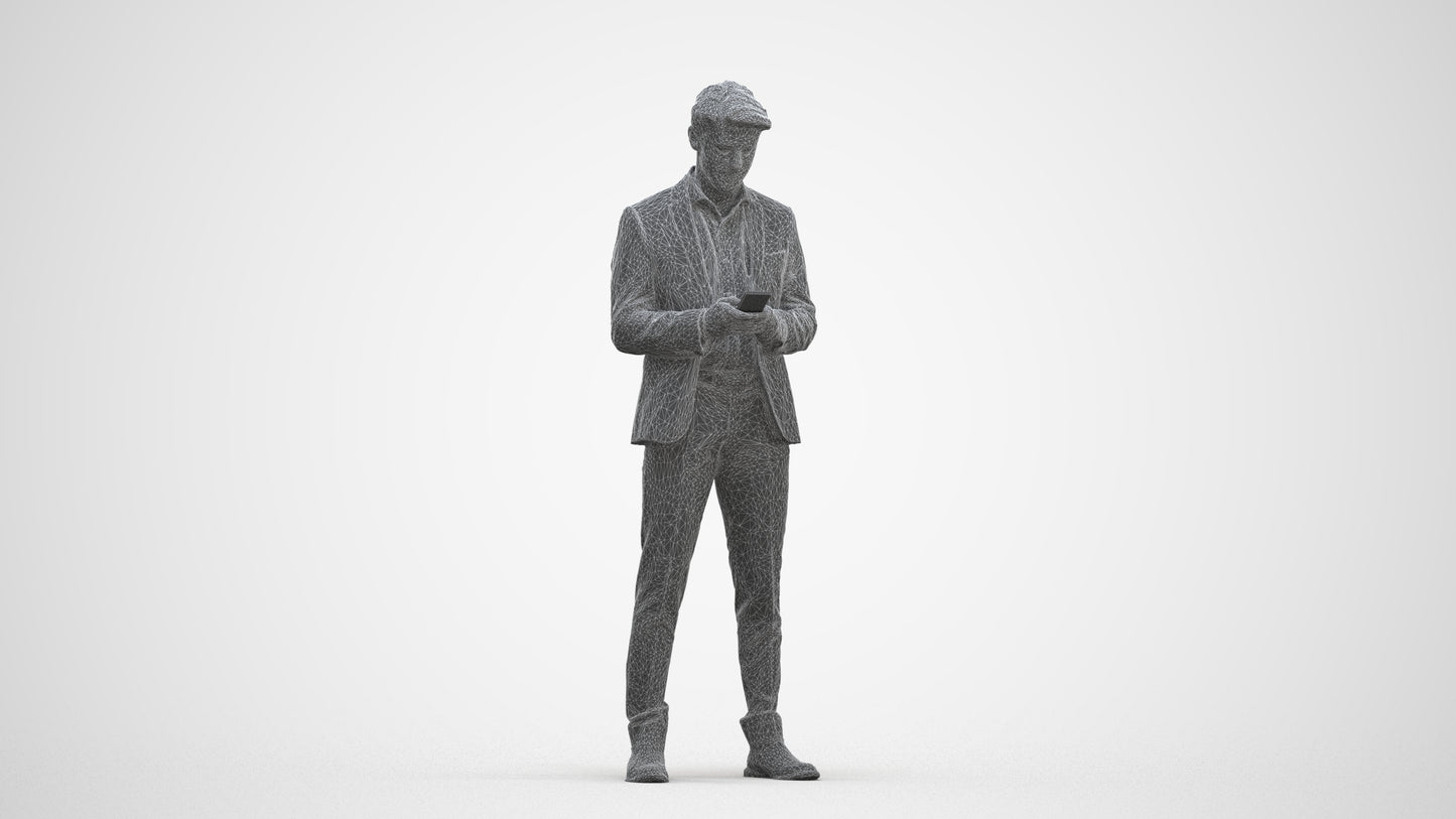 3D people model man business, scanned human for 3ds Max rendering, three-quarter front view render
