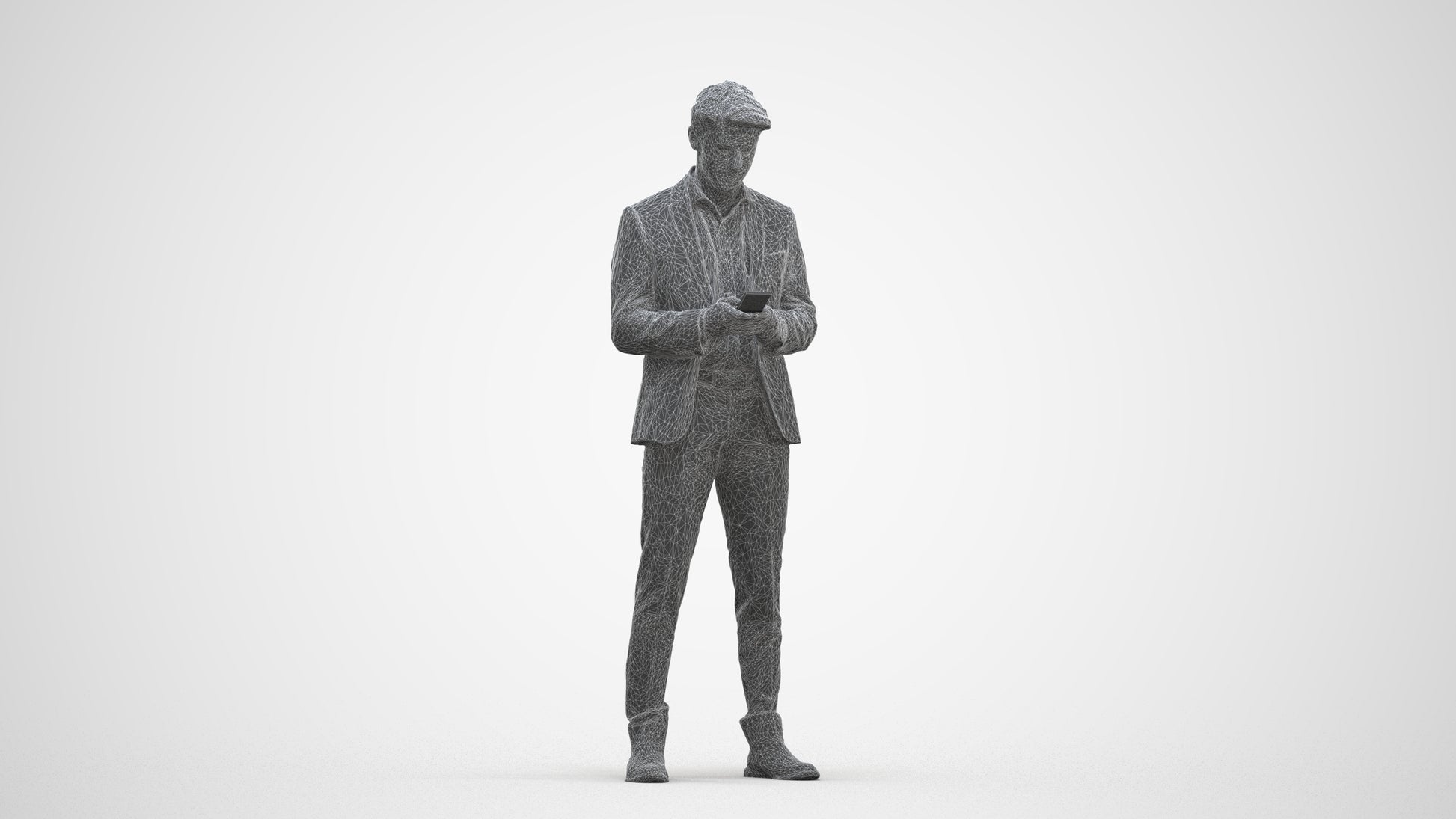 3D people model man business, scanned human for 3ds Max rendering, three-quarter front view render