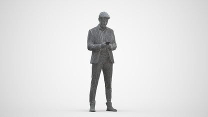 3D people model man business, scanned human for 3ds Max rendering, three-quarter front view render