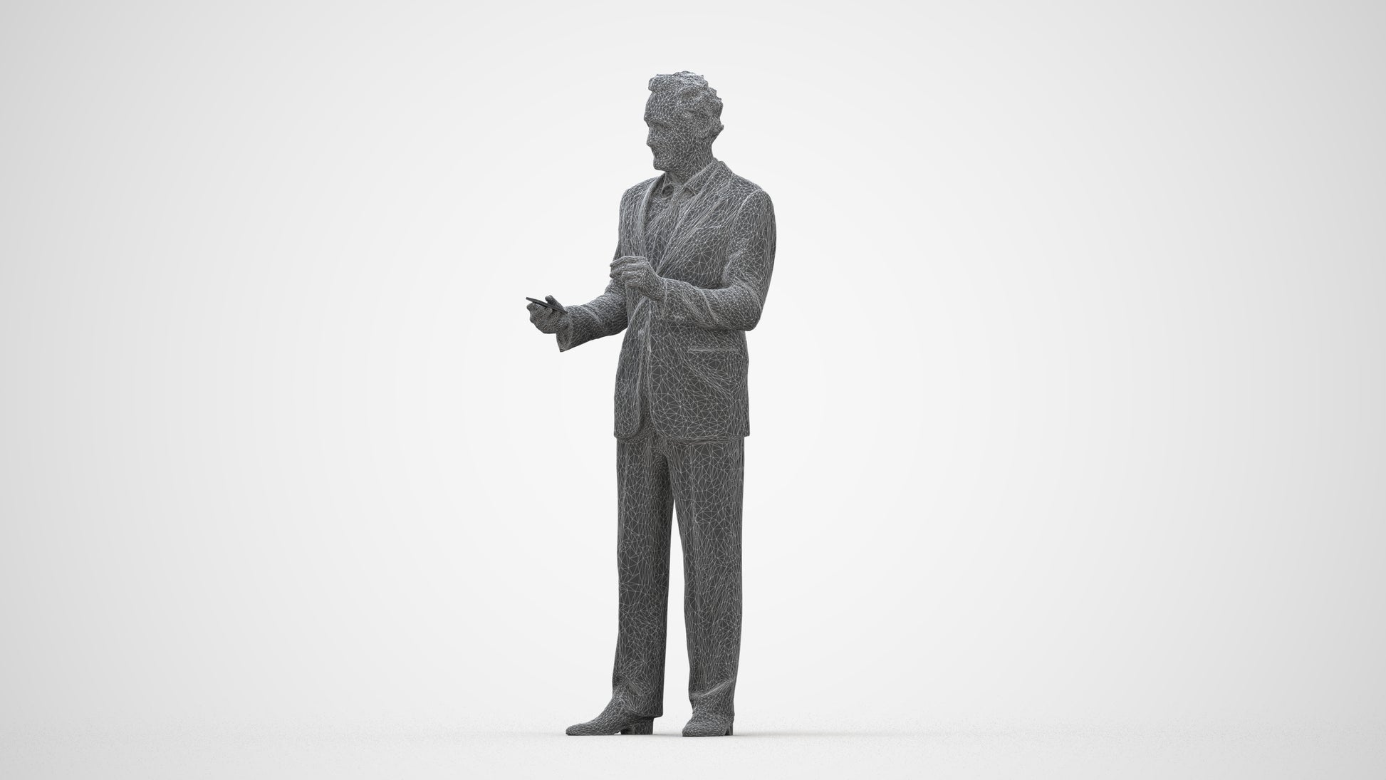 realistic 3D people man business, render-ready for V-Ray and Corona, FBX OBJ, wireframe back view