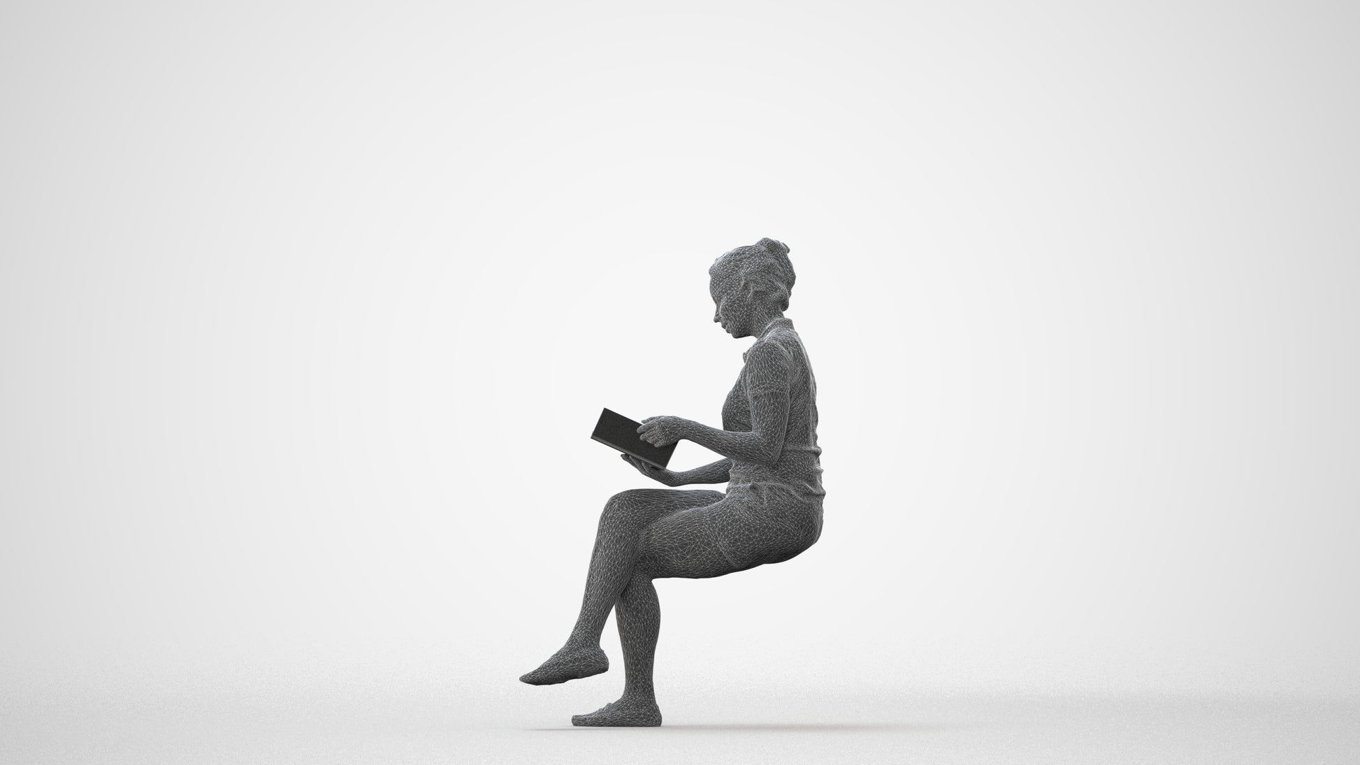3D people model woman casual sitting, scanned human for 3ds Max rendering, square thumbnail