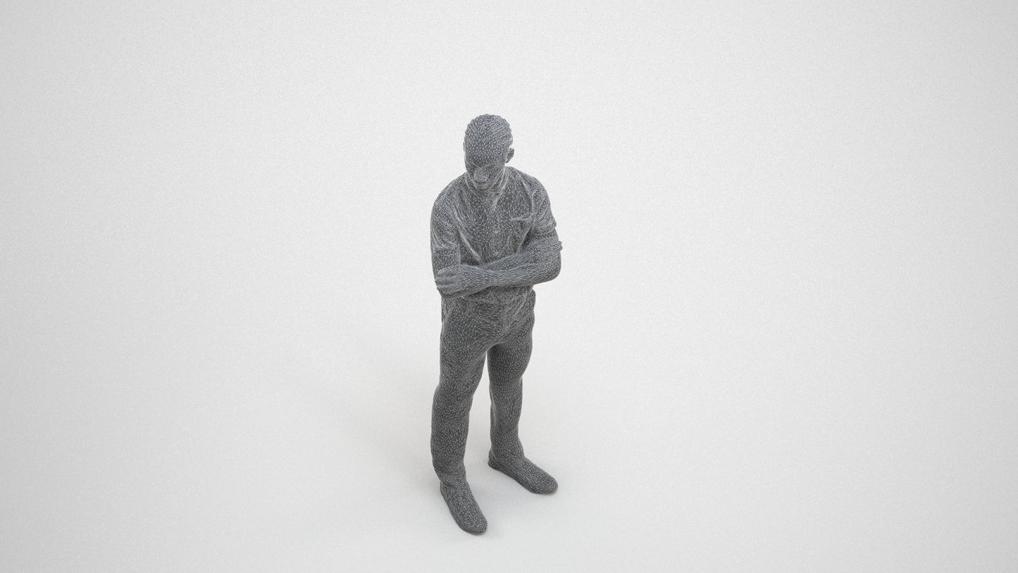 realistic 3D boy hospitality, scanned archviz people for Blender and 3ds Max, wireframe three-quarter view