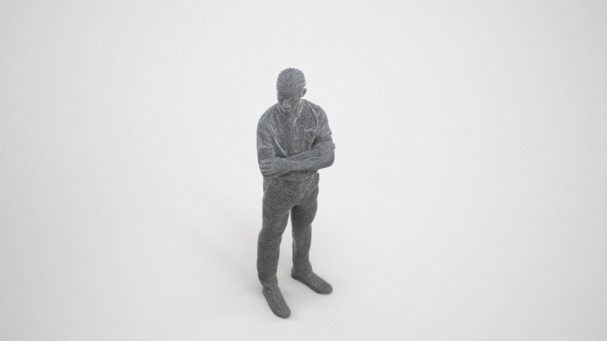 realistic 3D boy hospitality, scanned archviz people for Blender and 3ds Max, wireframe three-quarter view