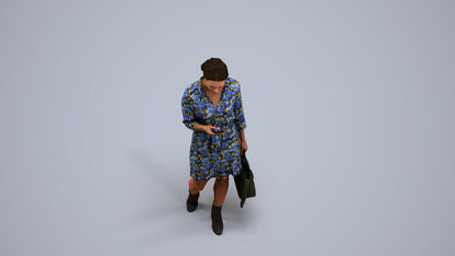 realistic 3D woman casual walking, scanned archviz people for Blender and 3ds Max, back view render