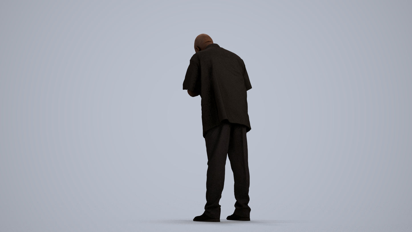 3D people model man hospitality, scanned human for 3ds Max rendering, front view render