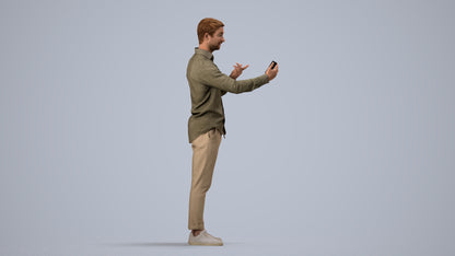 photogrammetry 3D man casual standing, realistic human model archviz FBX, side view render