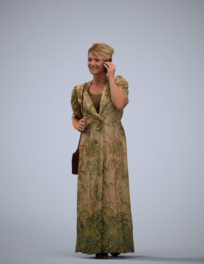 3D scanned woman standing casual, photorealistic archviz people for Enscape and SketchUp