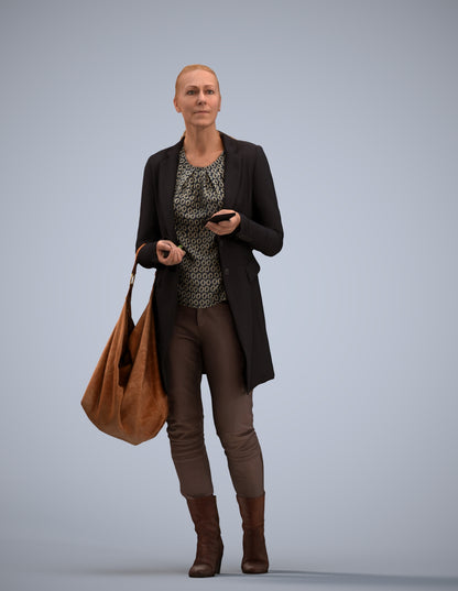 scanned 3D woman business walking, photogrammetry people for Enscape and V-Ray