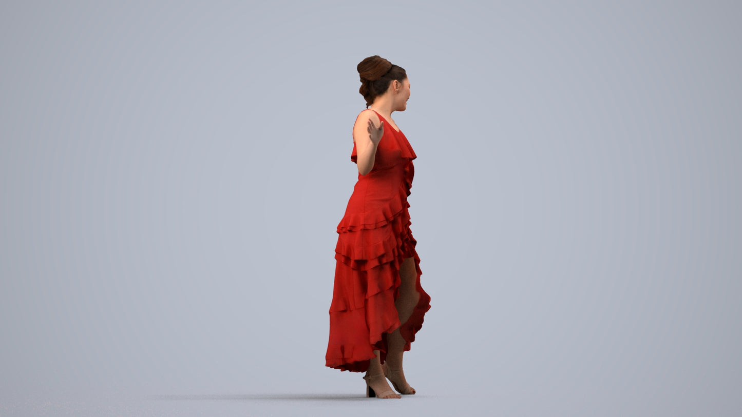realistic 3D people woman formal dancing, render-ready for V-Ray and Corona, FBX OBJ, side view render