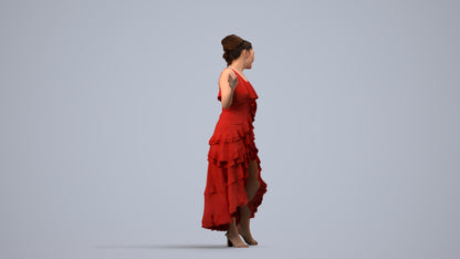 realistic 3D people woman formal dancing, render-ready for V-Ray and Corona, FBX OBJ, side view render