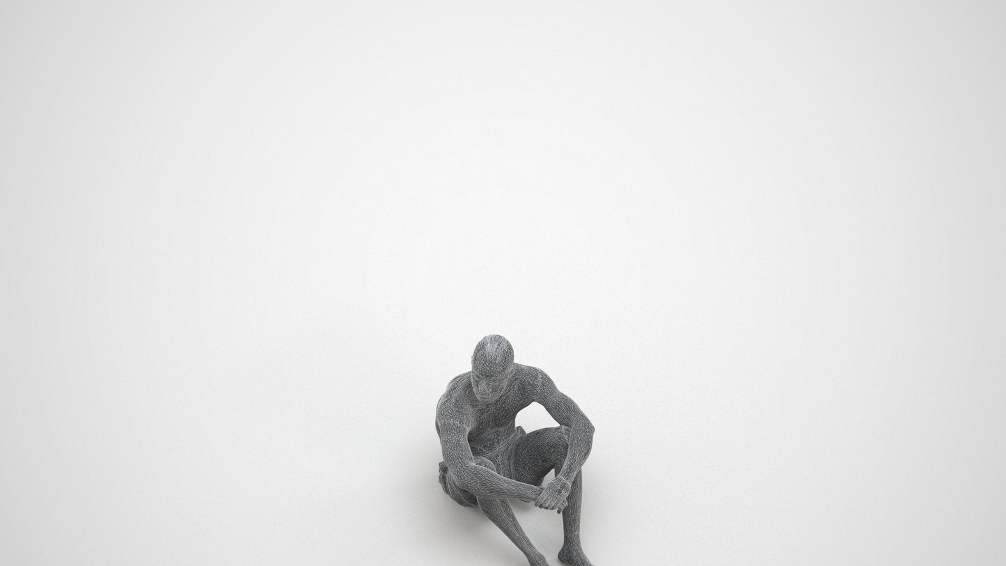 photogrammetry 3D man pool, realistic human model archviz FBX, wireframe three-quarter view