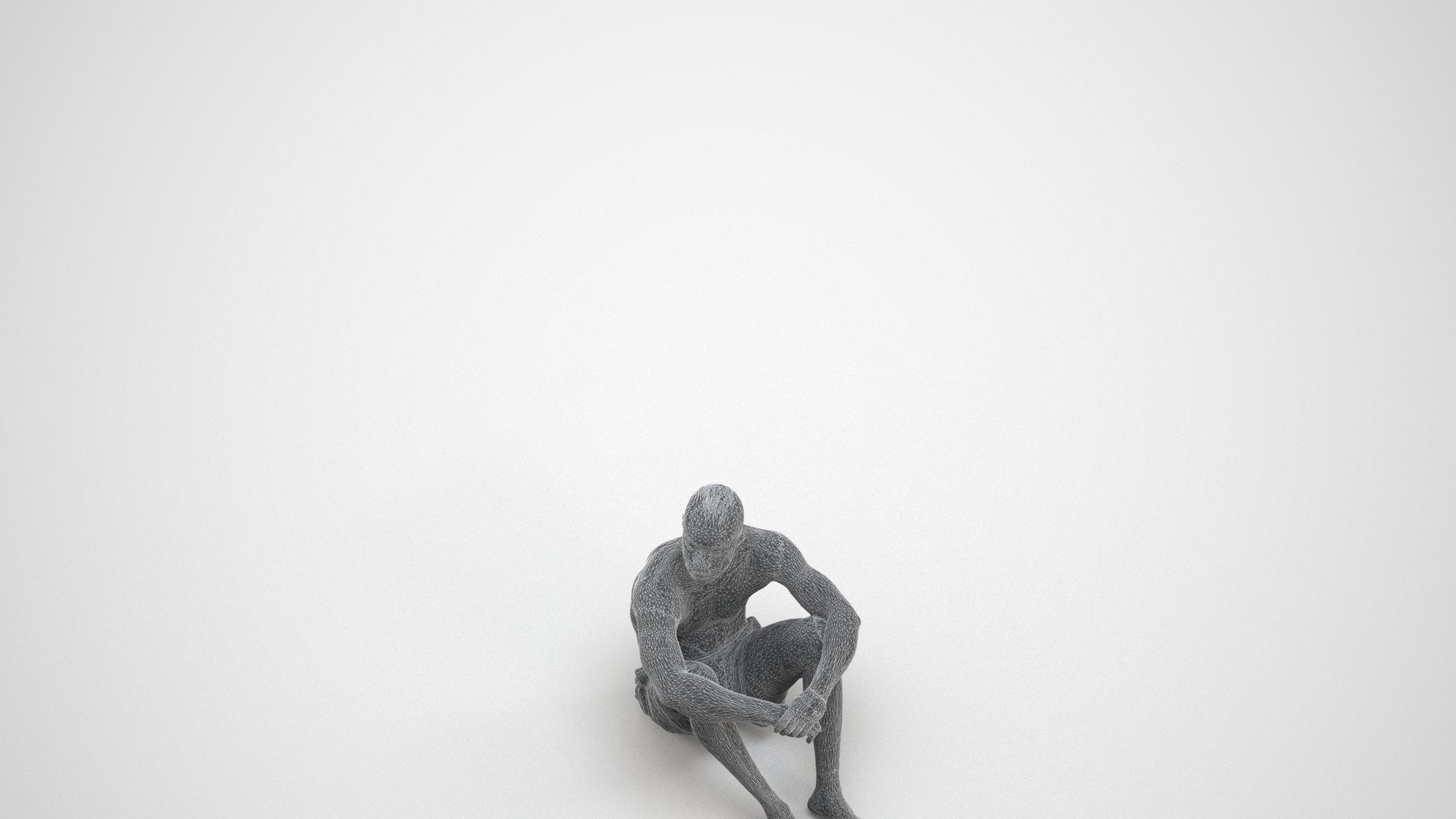 photogrammetry 3D man pool, realistic human model archviz FBX, wireframe three-quarter view