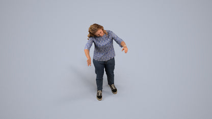 realistic 3D woman casual standing, scanned archviz people for Blender and 3ds Max, back view render