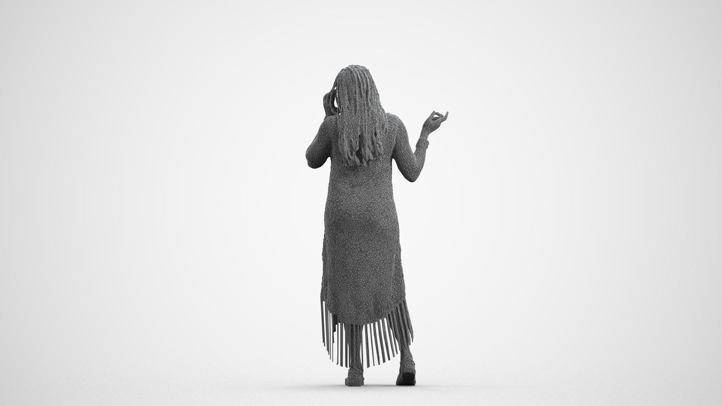photogrammetry 3D woman casual standing, realistic human model archviz FBX, wireframe front view